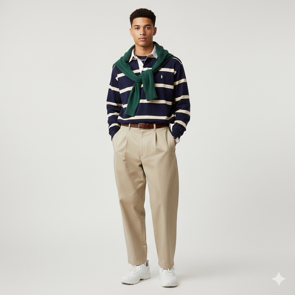 VTG 90s Polo Ralph Lauren Andrew Pant Chino 36x29 Pleated Khaki Baggy Ivy Preppy